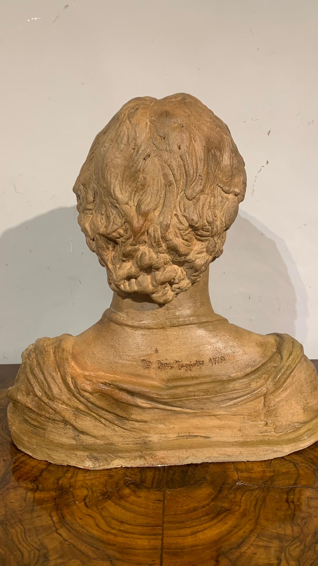 Pottery END OF THE 18th CENTURY NEOCLASSIC TERRACOTTA BUST  For Sale