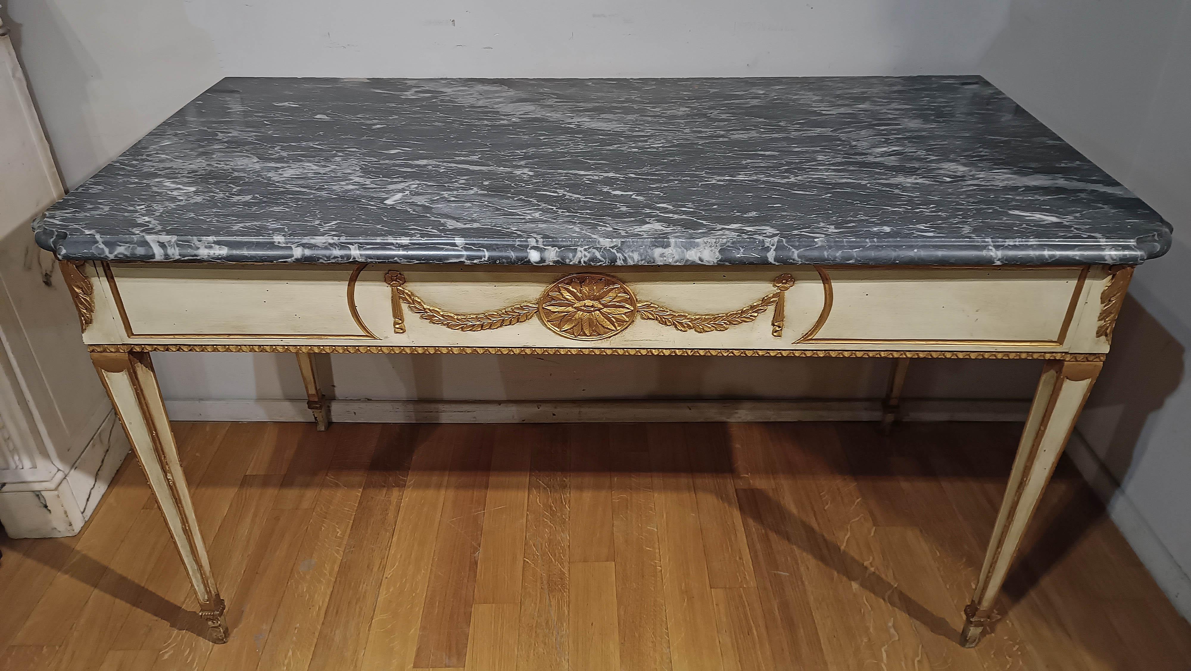 END OF THE 18th CENTURY NEOCLASSICAL CONSOLLE WITH GRAY BARDIGLIO MARBLE In Good Condition For Sale In Firenze, FI