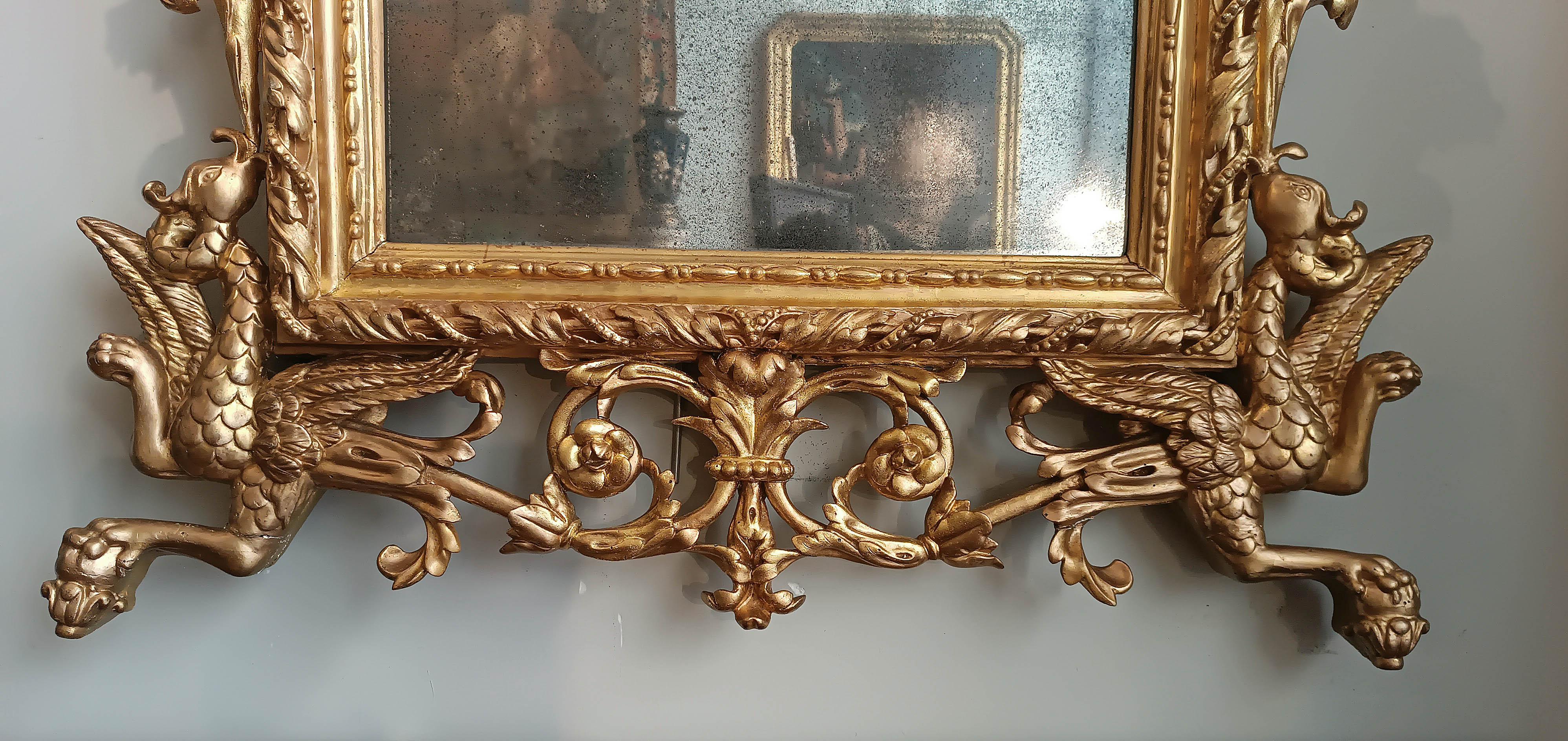 Neoclassico END OF THE 18th CENTURY NEOCLASSICAL GOLDEN MIRROR in vendita