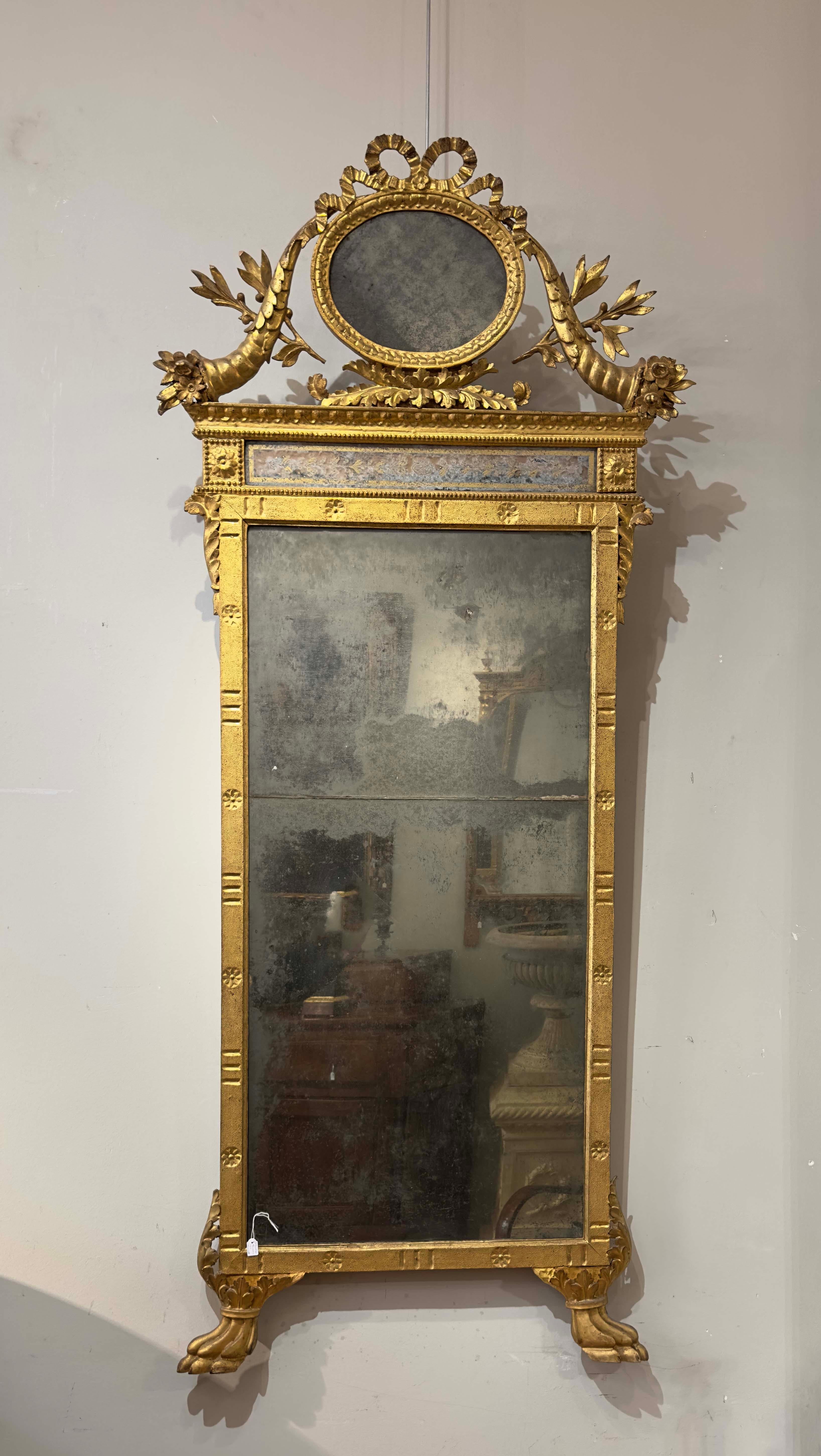 END OF THE 18th CENTURY NEOCLASSICAL MIRROR WITH CORNUCOPIAS AND OLIVE BRANCHES  For Sale 5