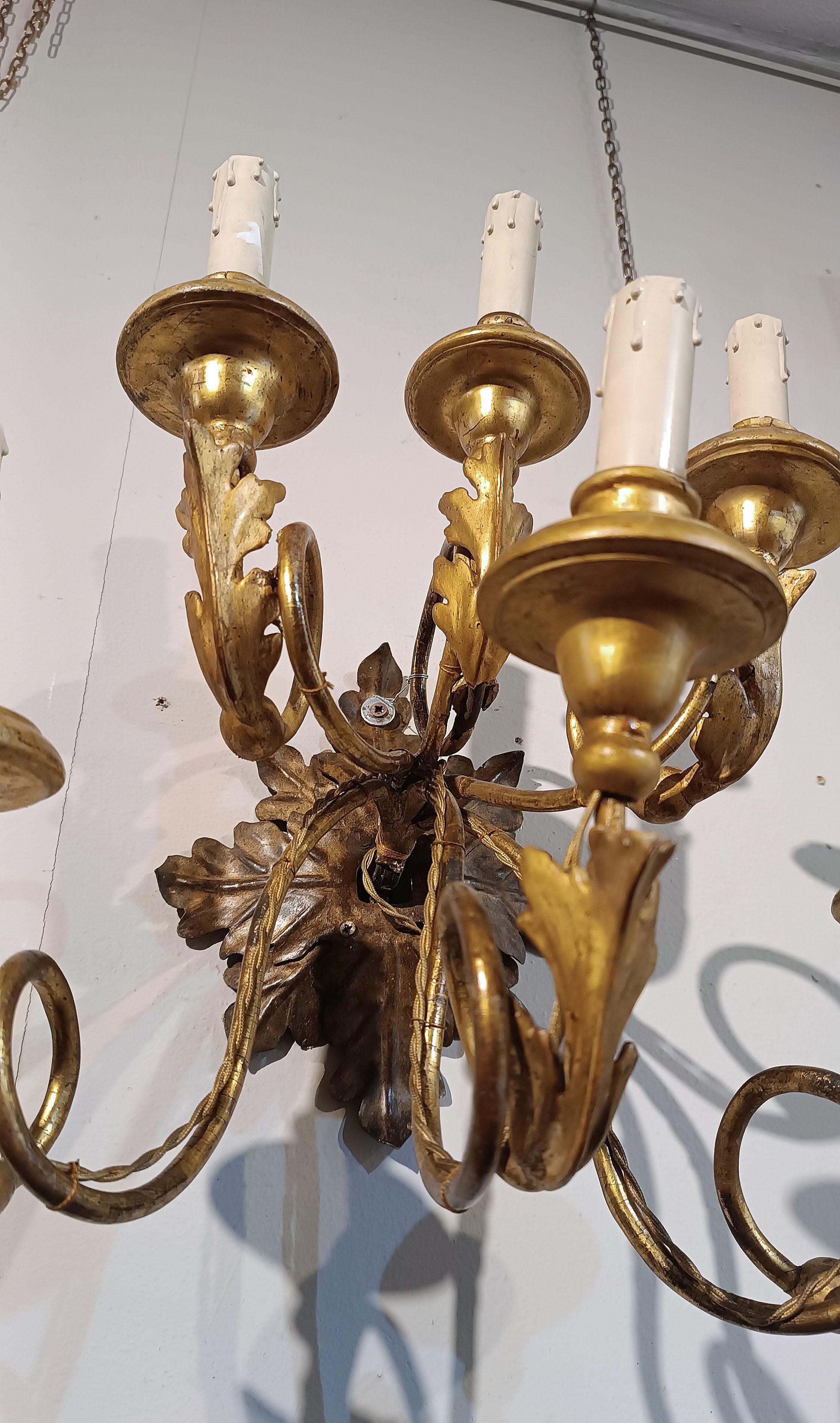Par de aparatos de madera y hierro dorado de finales del siglo xviii en Bueno estado para la venta en Firenze, FI