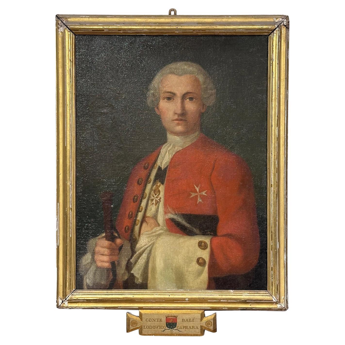 END OF THE 18th CENTURY PORTRAIT OF COUNT LUDOVICO CAPRARA  For Sale