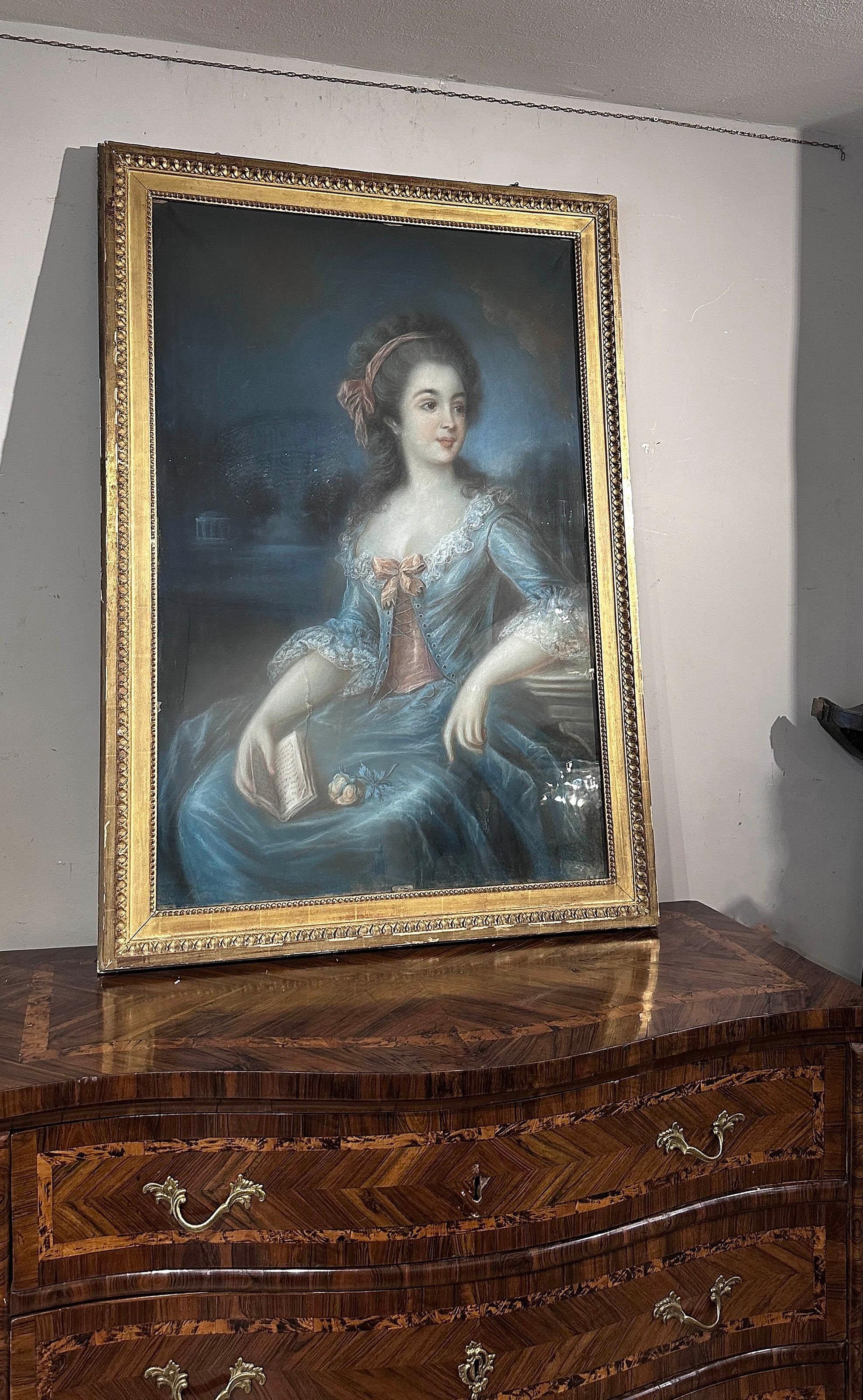 Glass END OF THE 18th CENTURY PORTRAIT OF MARIA TERESA CARLOTTA BORBONE  For Sale