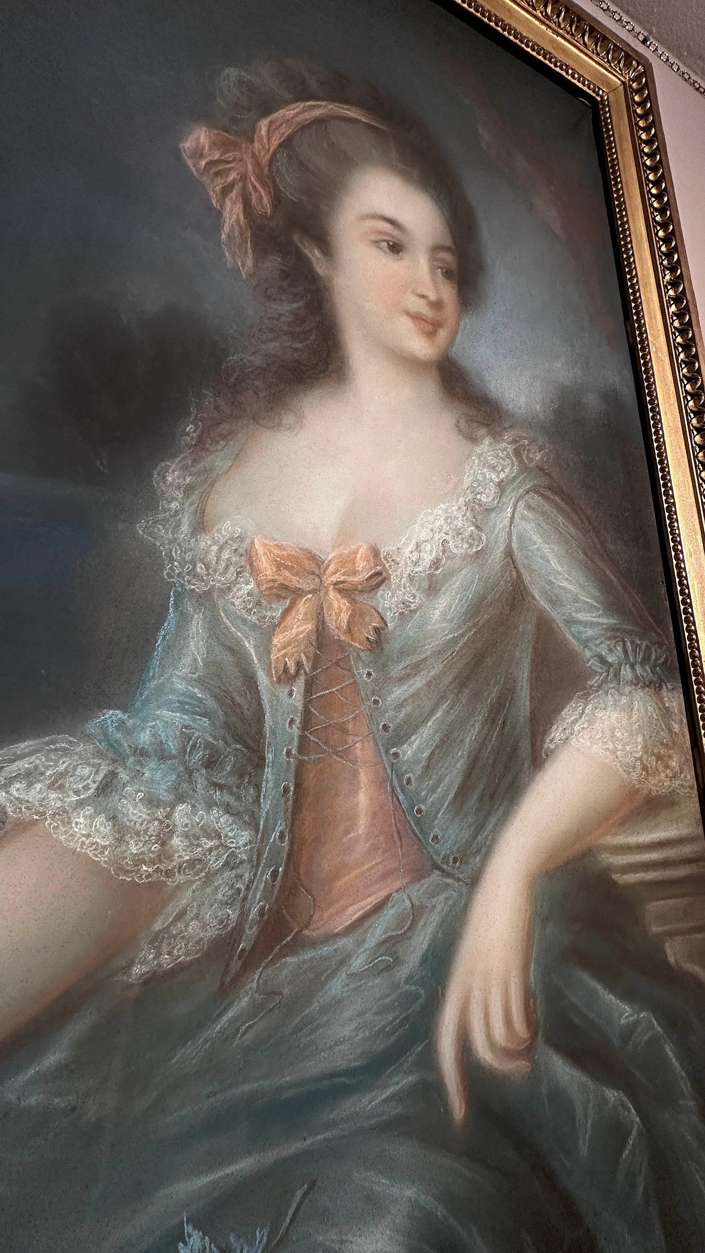 Hand-Painted END OF THE 18th CENTURY PORTRAIT OF MARIA TERESA CARLOTTA BORBONE  For Sale