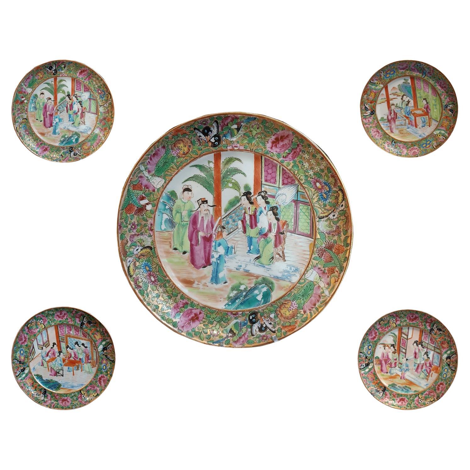 END OF THE 19th CENTURY FIVE CHINESE PORCELAIN DISHES