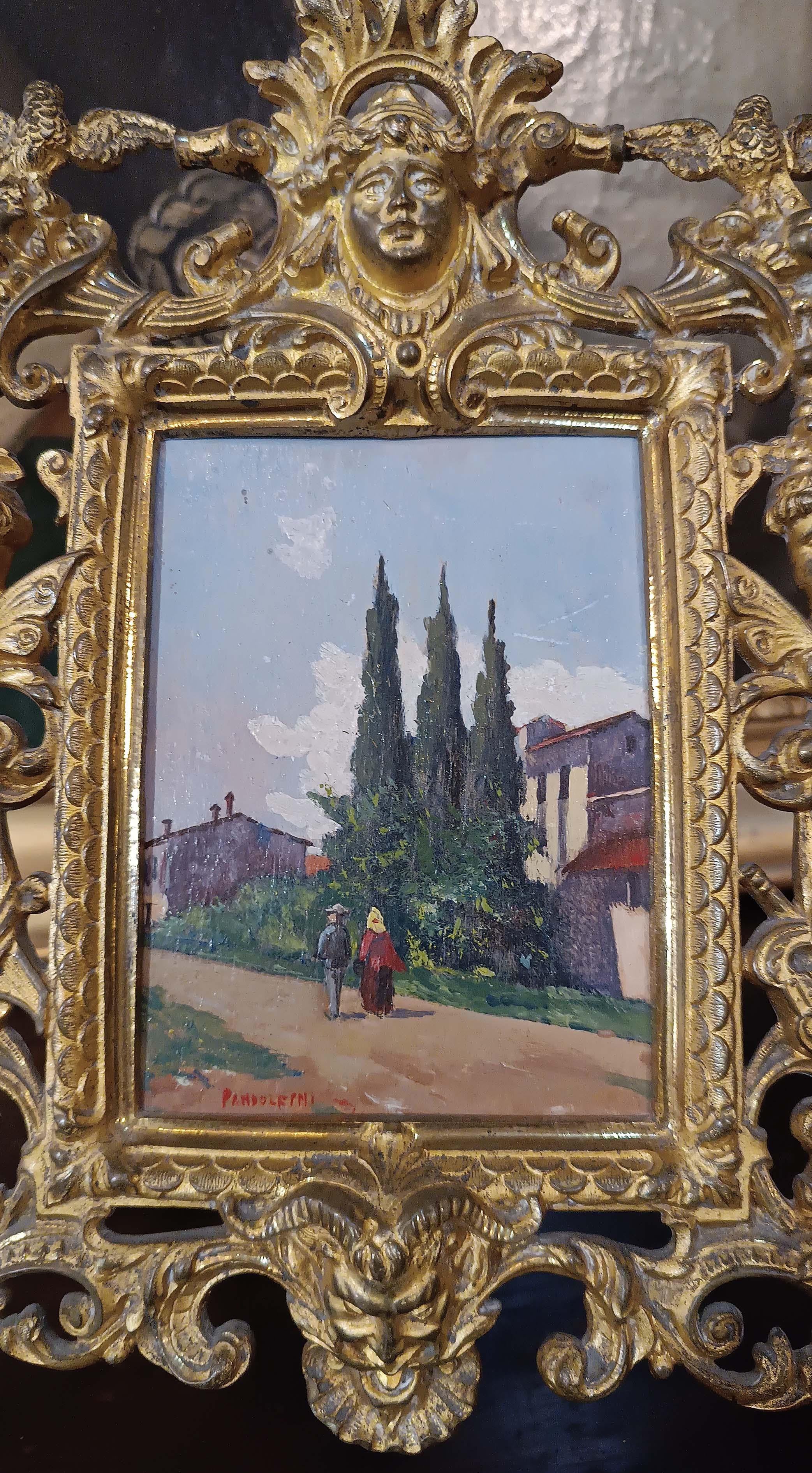 END OF THE 19th CENTURY GOLDEN BRONZE FRAME WITH SMALL PAINTING  For Sale 1