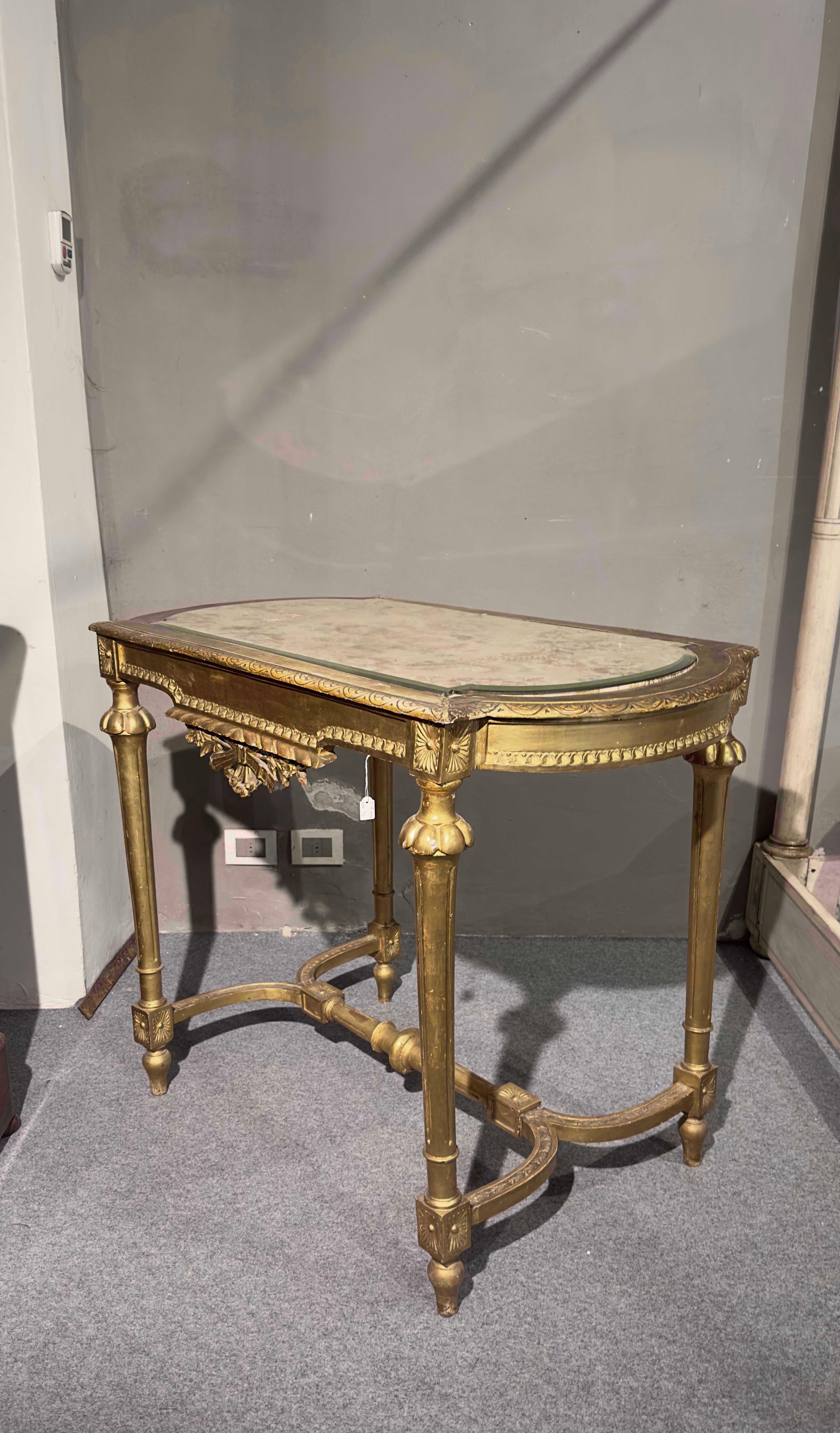 Neoclassical Revival END OF THE 19th CENTURY GOLDEN TABLE IN NEOCLASSIC STYLE  For Sale