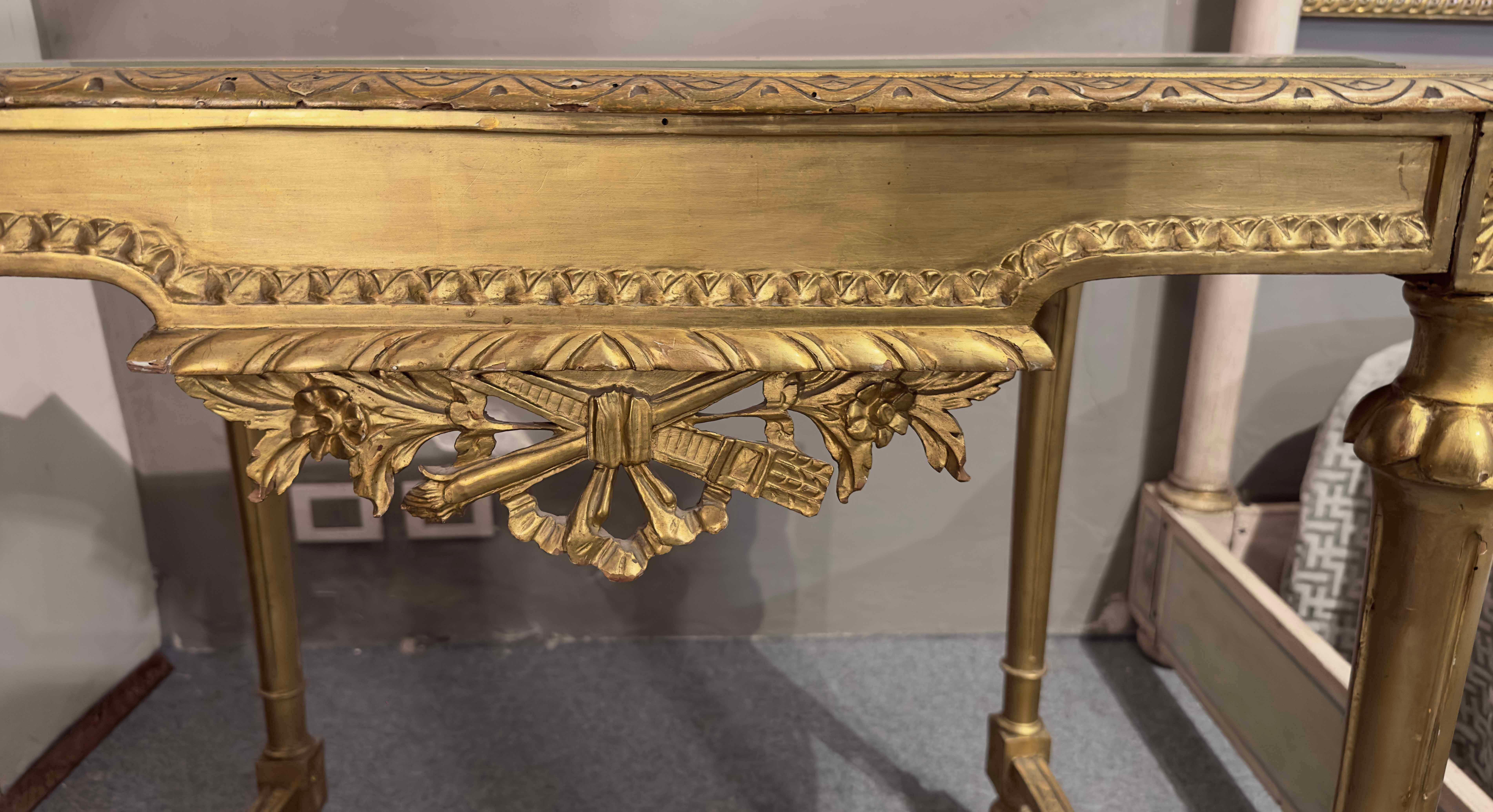 Fabric END OF THE 19th CENTURY GOLDEN TABLE IN NEOCLASSIC STYLE  For Sale