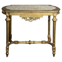 Antique END OF THE 19th CENTURY GOLDEN TABLE IN NEOCLASSIC STYLE 
