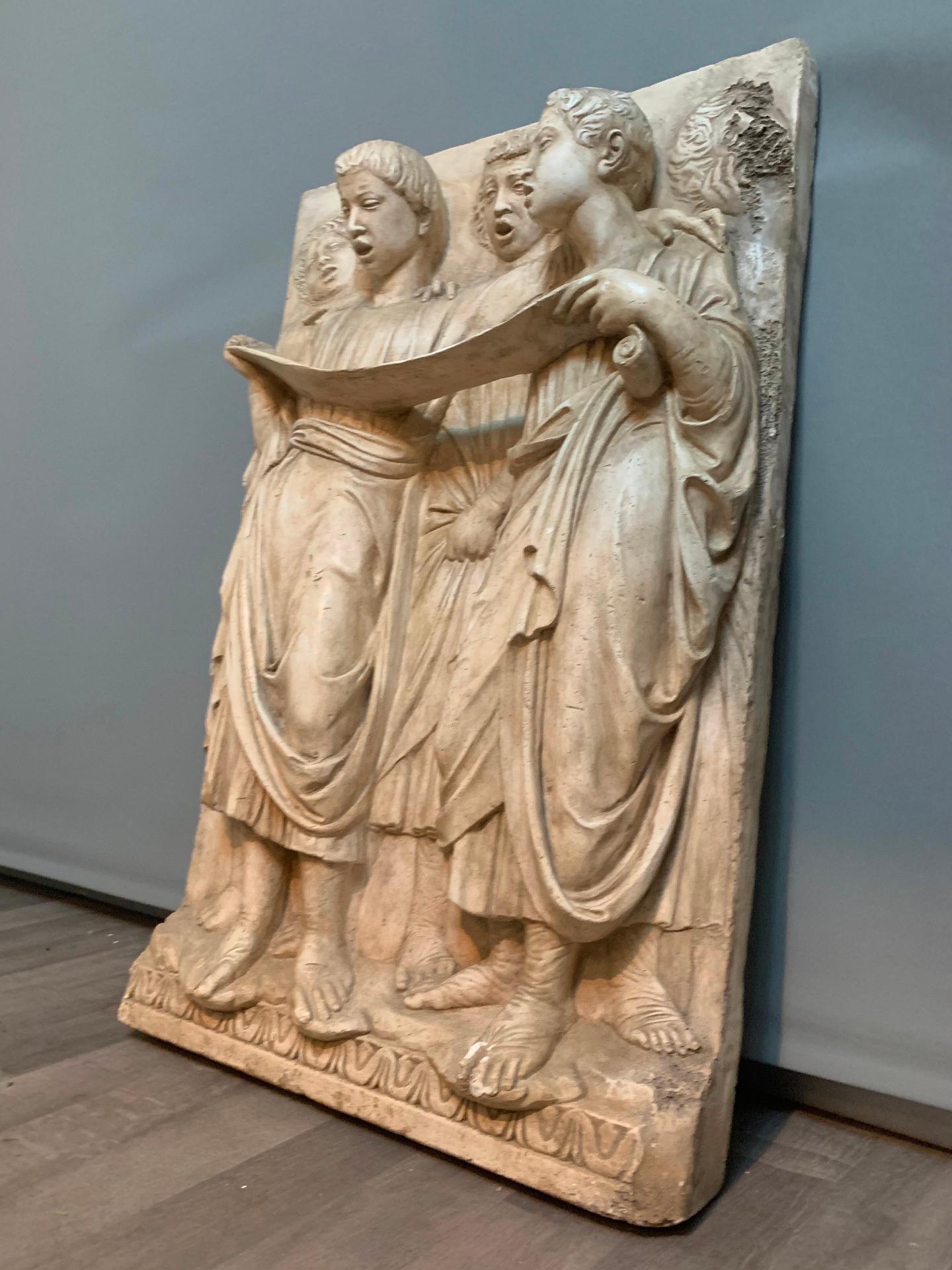 19th Century END OF THE 19th CENTURY SINGING ANGELS PLASTER BAS-RELIEF BY LUCA DELLA ROBBIA For Sale