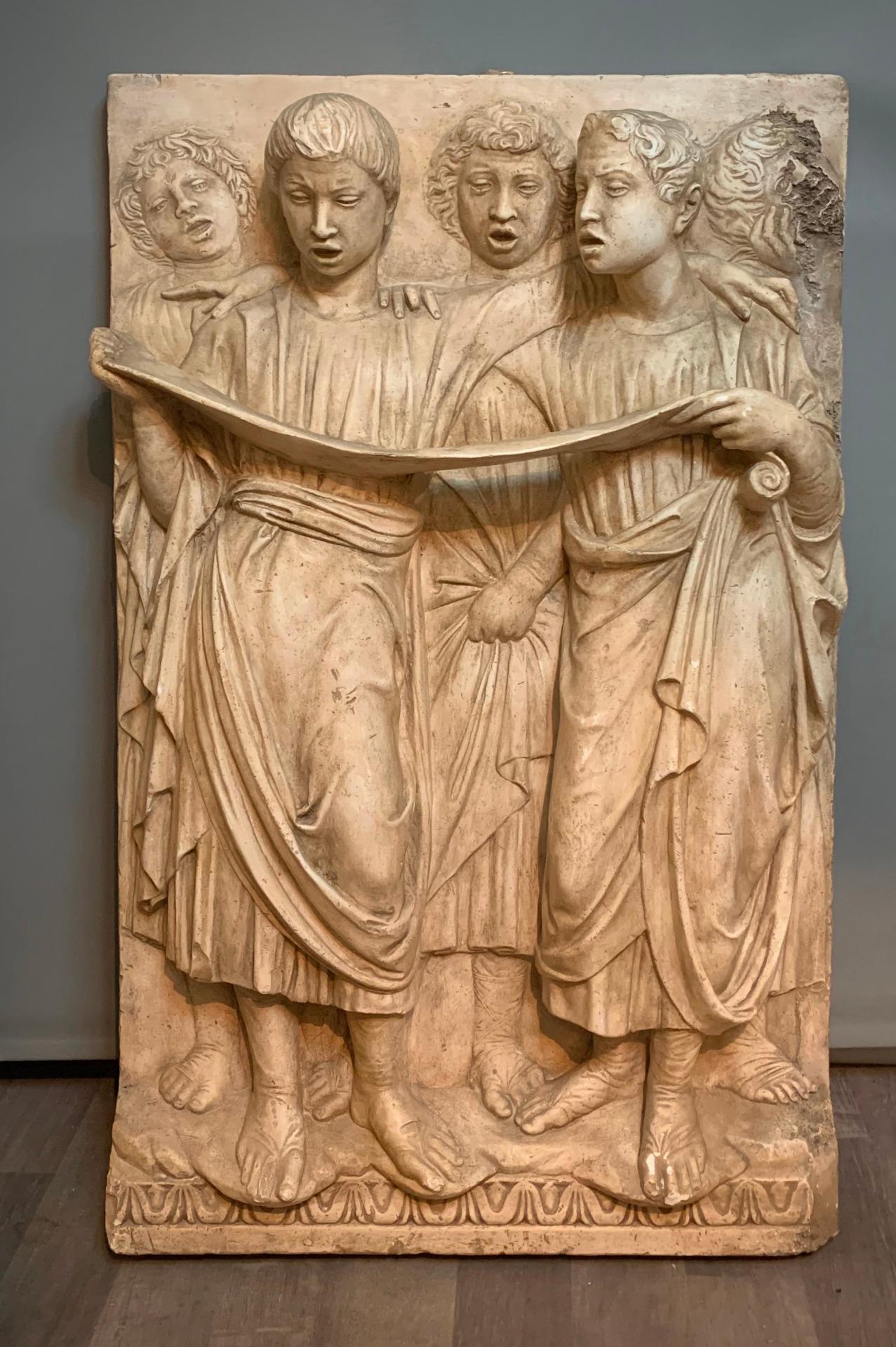 Gesso END OF THE 19th CENTURY SINGING ANGELS PLASTER BAS-RELIEF BY LUCA DELLA ROBBIA For Sale
