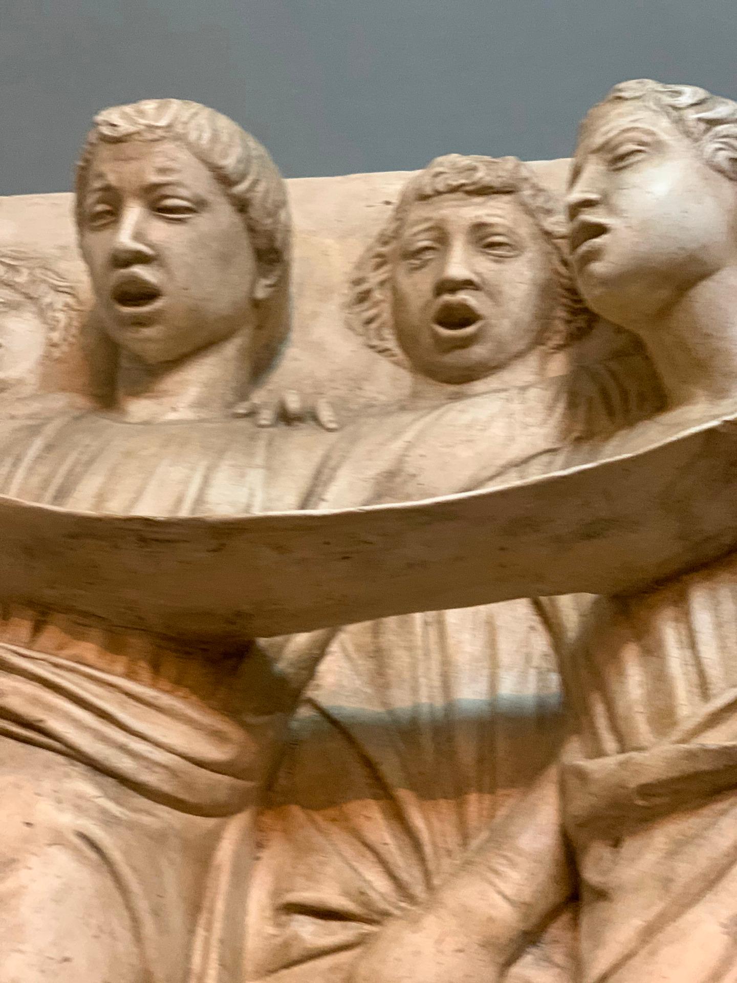 END OF THE 19th CENTURY SINGING ANGELS PLASTER BAS-RELIEF BY LUCA DELLA ROBBIA For Sale 1