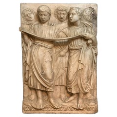 END OF THE 19th CENTURY SINGING ANGELS PLASTER BAS-RELIEF BY LUCA DELLA ROBBIA