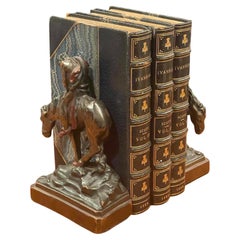 "End of the Trail" Bronze Patinated Cast Iron Bookends by Pompeian Bronze