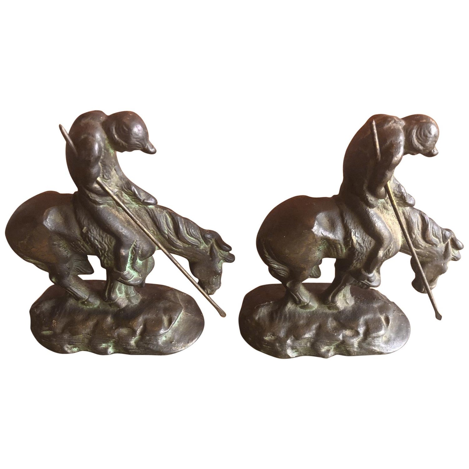End Of The Trail Bronze Patinated Cast Iron Bookends For Sale At 1stdibs