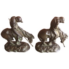 Antique "End of the Trail" Bronze Patinated Cast Iron Bookends