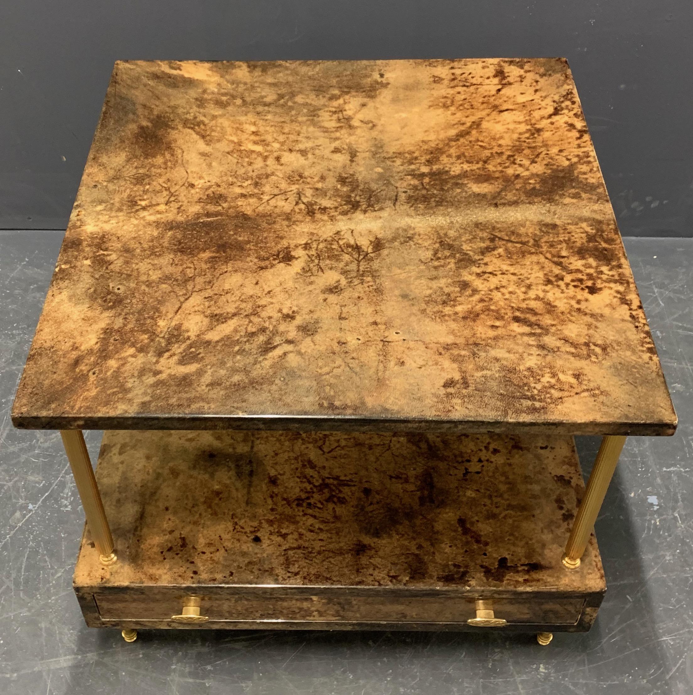 Goatskin End or Coffee Table by Aldo Tura For Sale