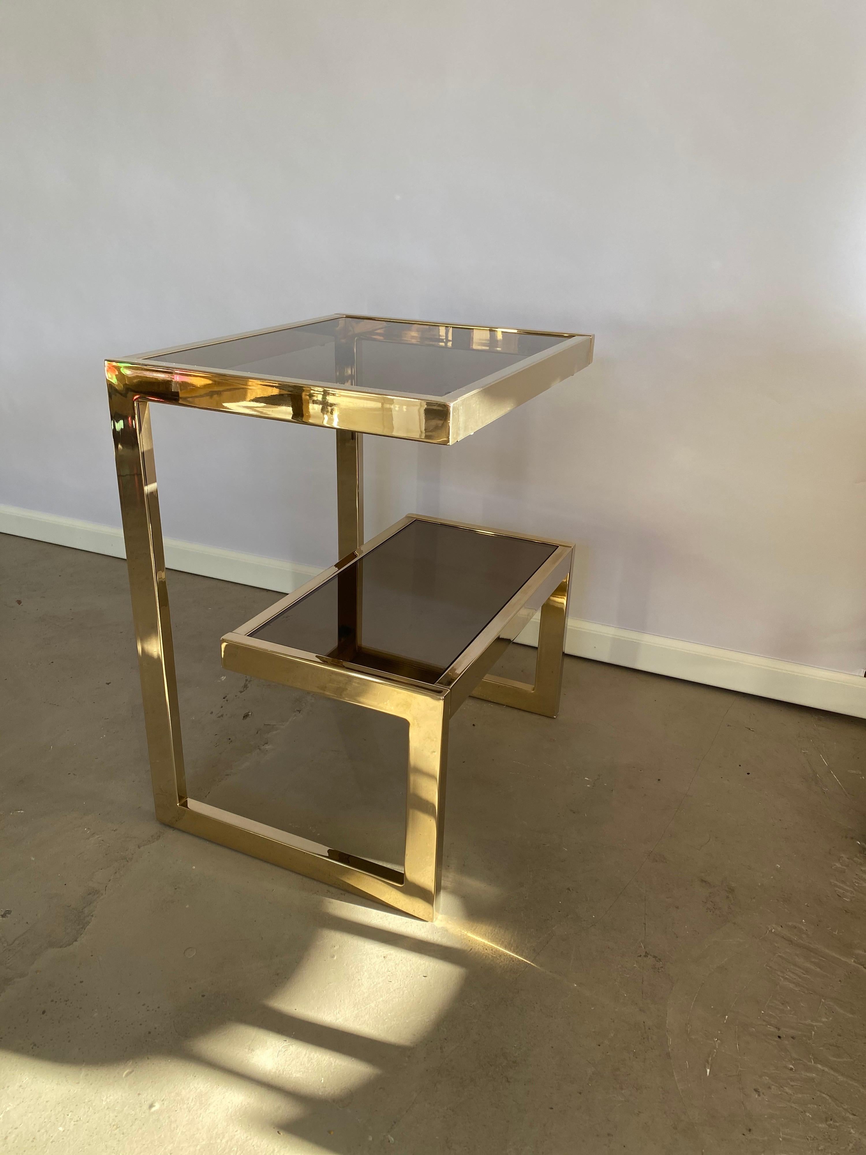 End, Side or Coffee G Table 23-Carat Gold-Plated by Belgo Chrome In Good Condition For Sale In Amsterdam, NL