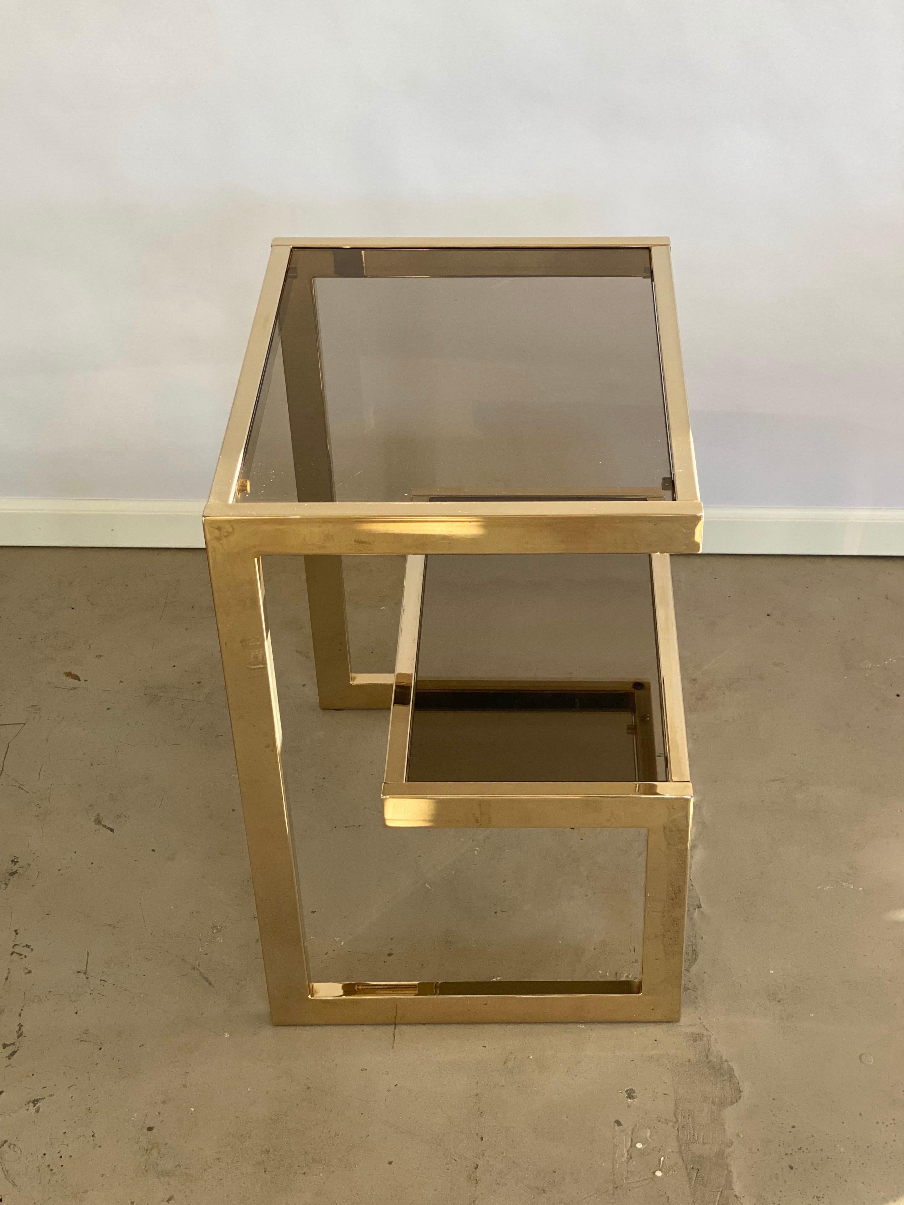 Metal End, Side or Coffee G Table 23-Carat Gold-Plated by Belgo Chrome For Sale