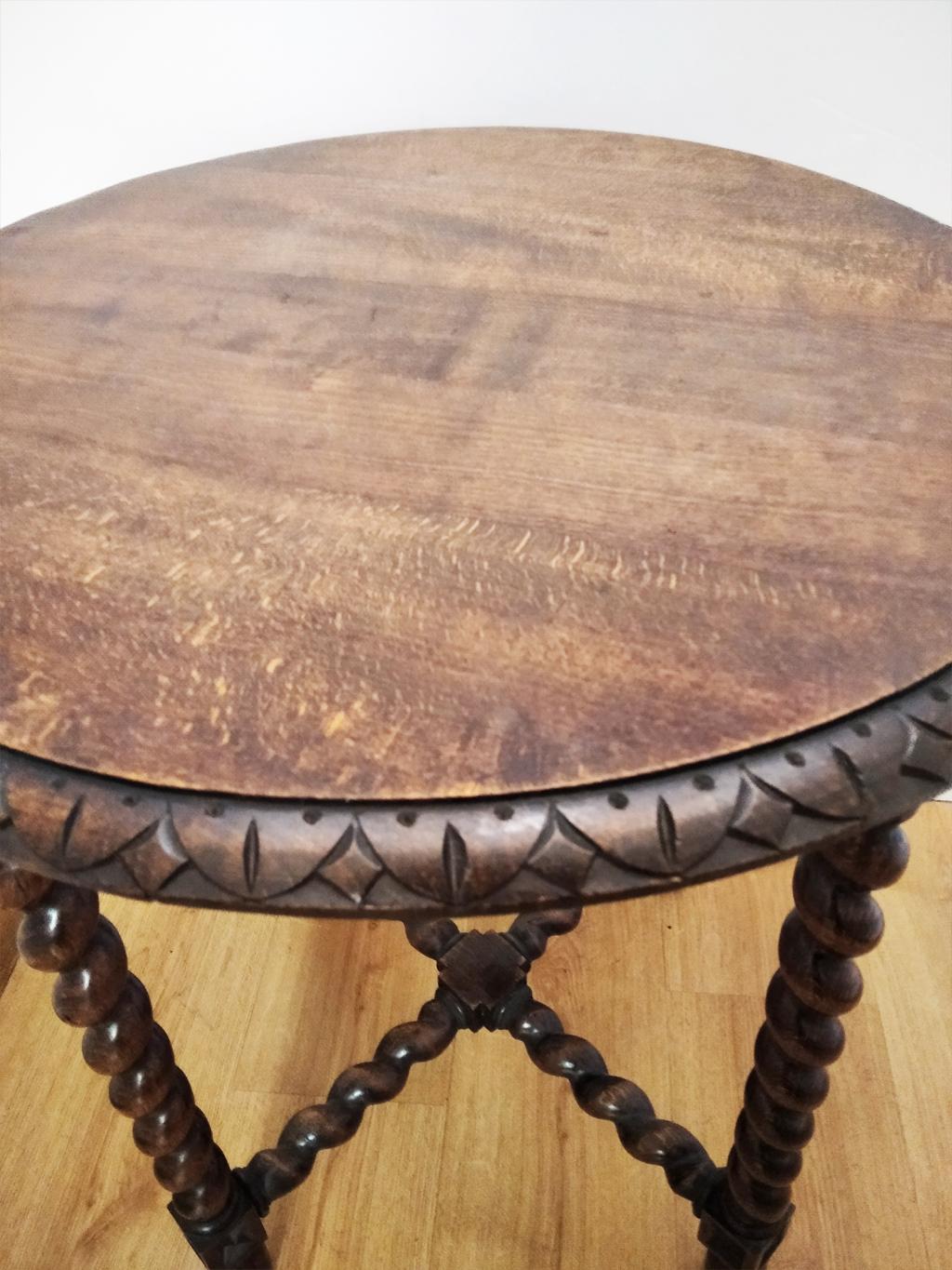 Table Large Round Side or Center Barley Twist Legs, 19thor 18th  Century Spain 2