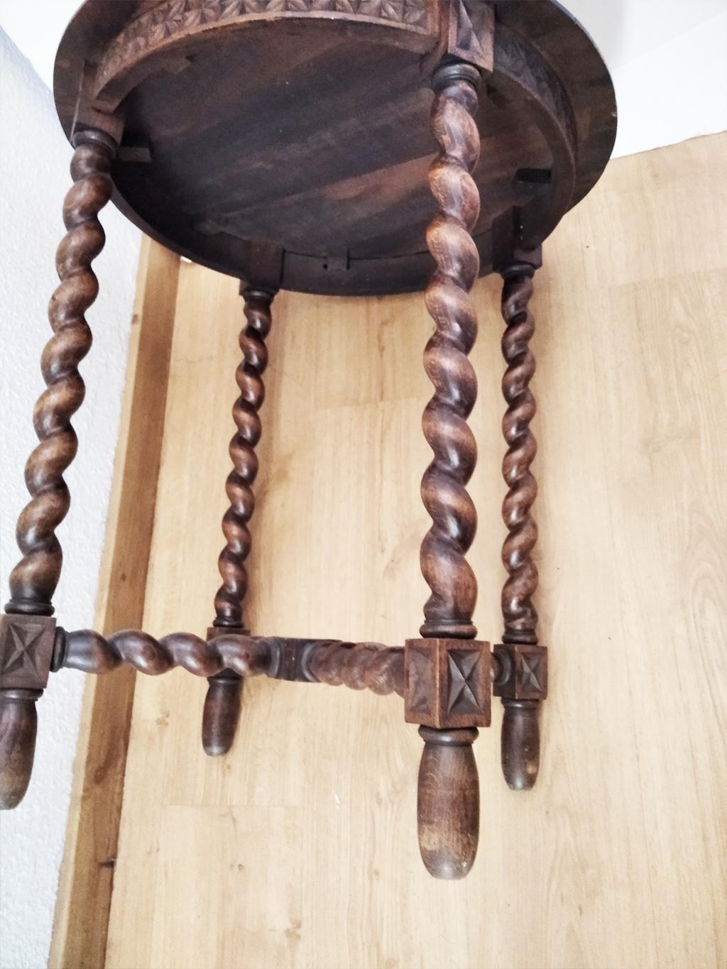 19th Century Table Large Round Side or Center Barley Twist Legs, 19thor 18th  Century Spain
