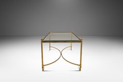 End Table / Coffee Table in Brass w/ Glass Top After Maison Bagues, c. 1970's