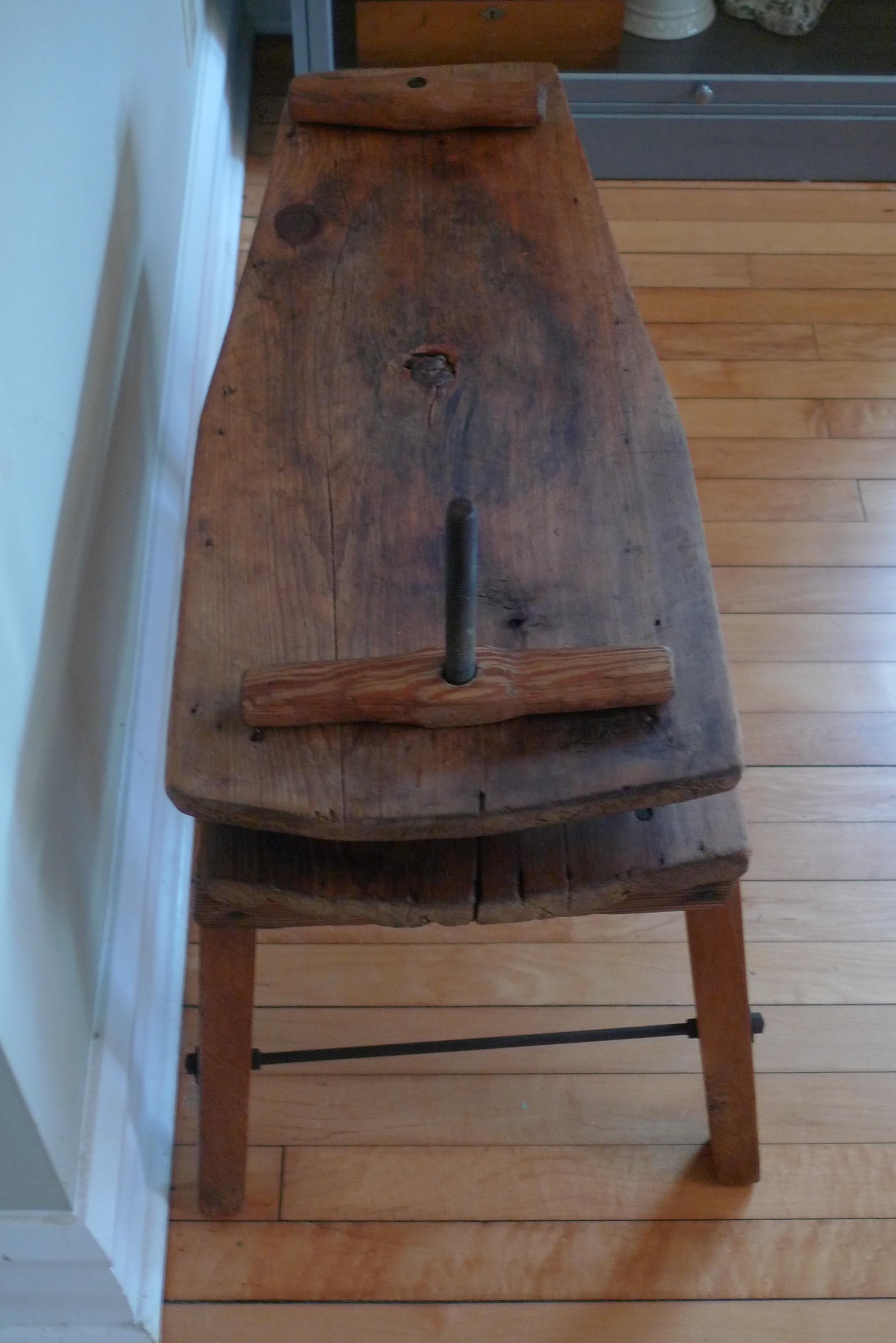 End Table from Wooden Cheese Press, 19th Century French Country In Good Condition For Sale In Madison, WI