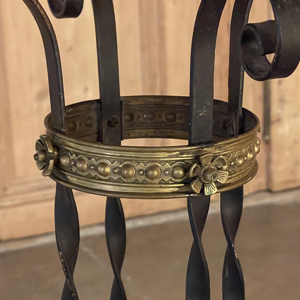 End Table, Plant Stand, 19th Century French Embossed Brass and Wrought Iron For Sale 6