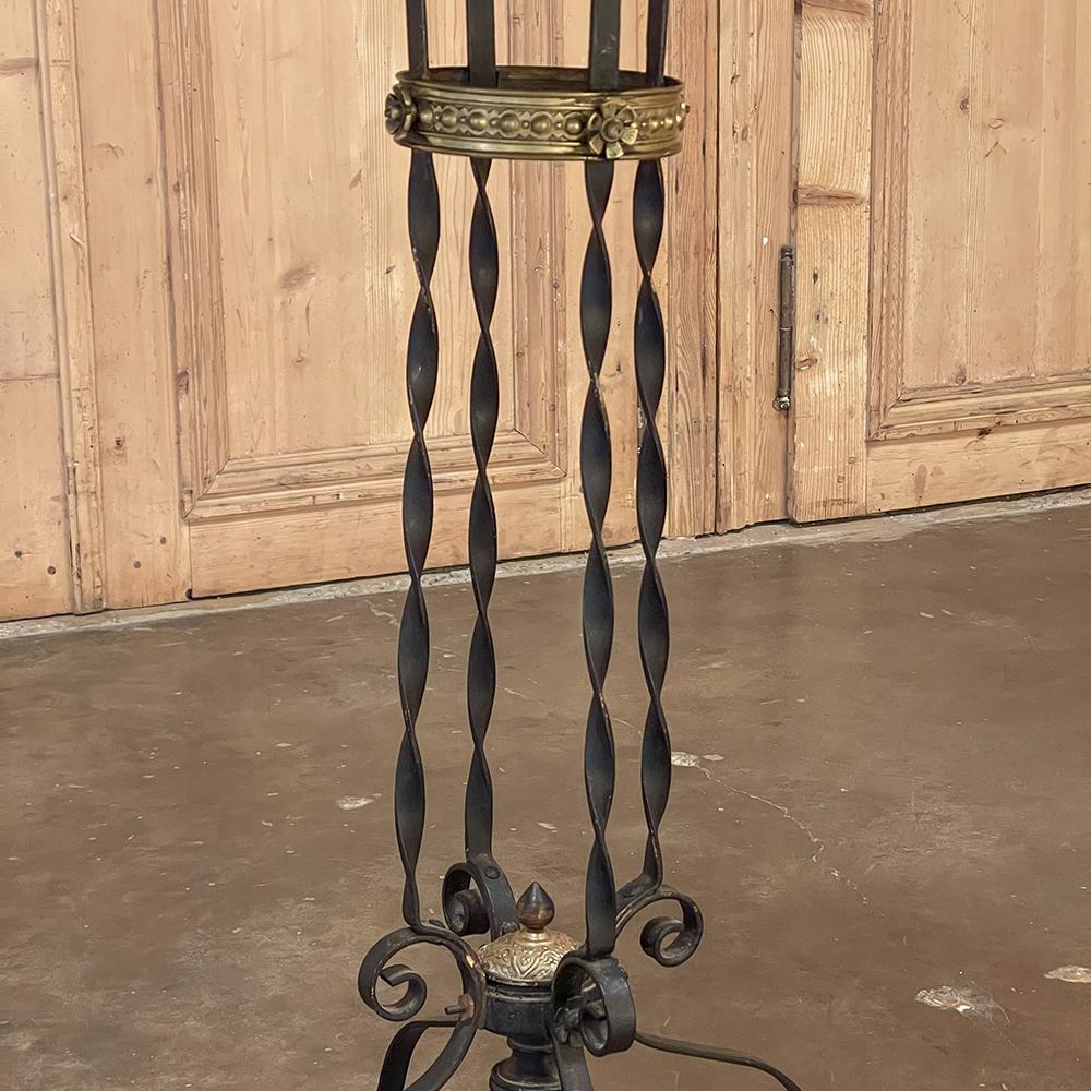End Table, Plant Stand, 19th Century French Embossed Brass and Wrought Iron For Sale 8