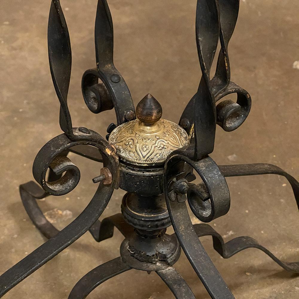 End Table, Plant Stand, 19th Century French Embossed Brass and Wrought Iron For Sale 10
