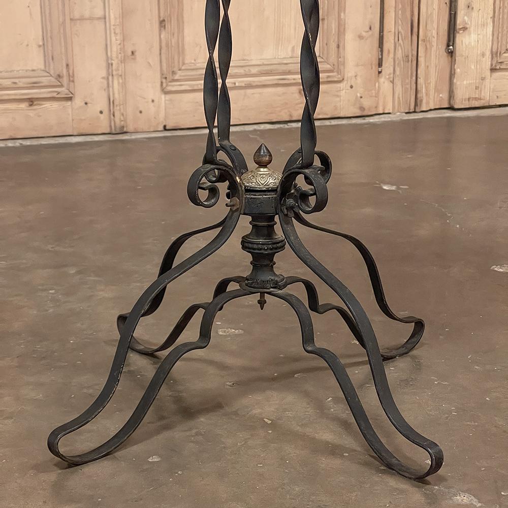 End Table, Plant Stand, 19th Century French Embossed Brass and Wrought Iron For Sale 12