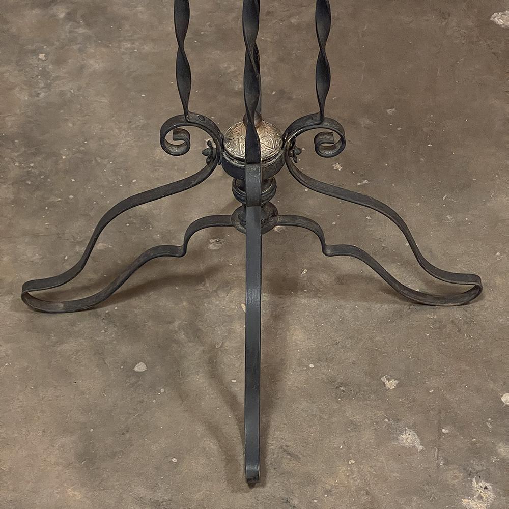 End Table, Plant Stand, 19th Century French Embossed Brass and Wrought Iron For Sale 13