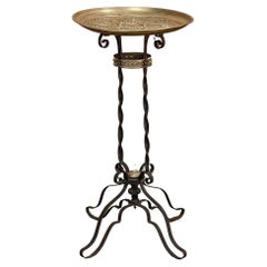 End Table, Plant Stand, 19th Century French Embossed Brass and Wrought Iron