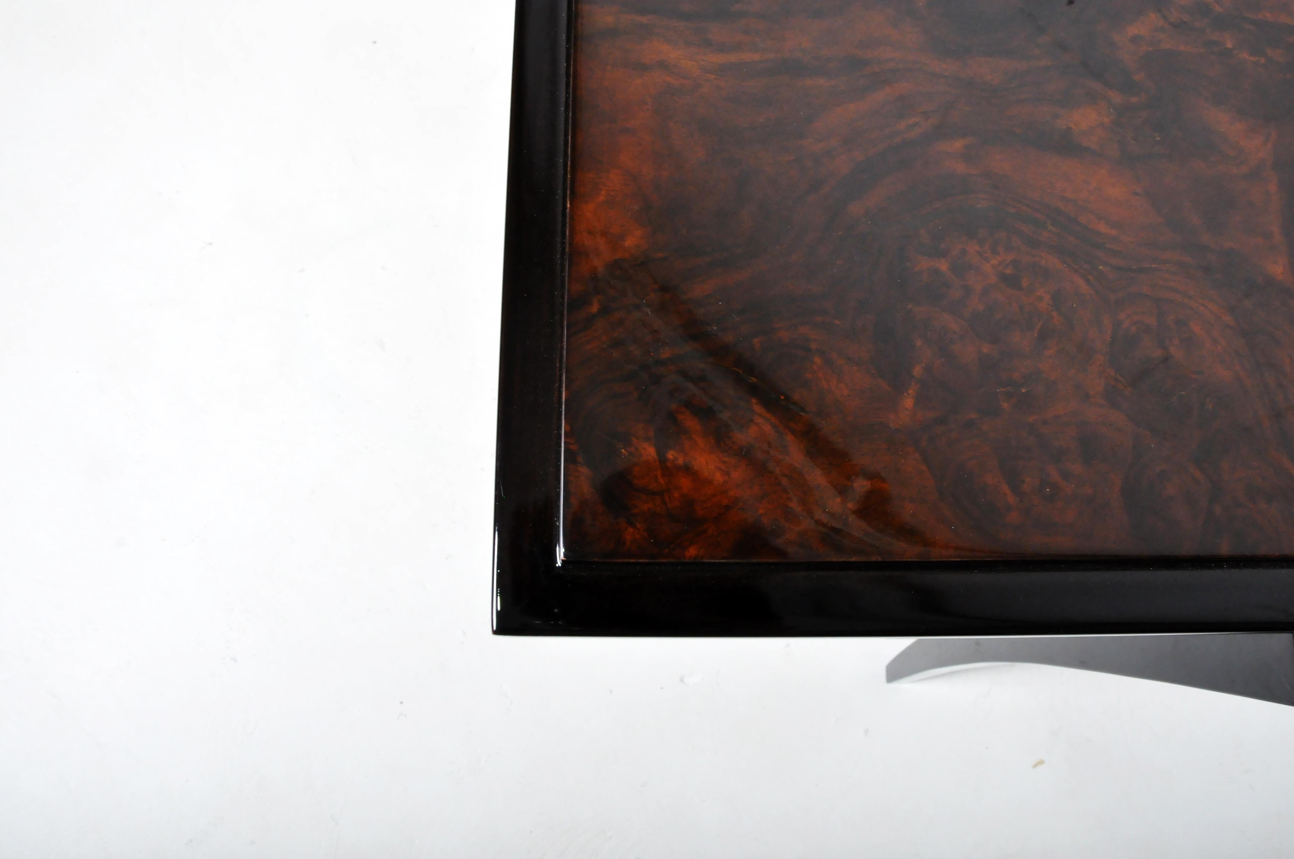 Contemporary End Table with Walnut Burl Veneer For Sale