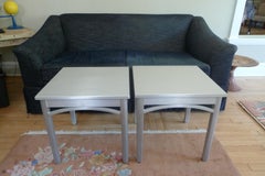 Tavolini Emeco (coppia) in alluminio spazzolato. Leggero, traspirante, resistente.