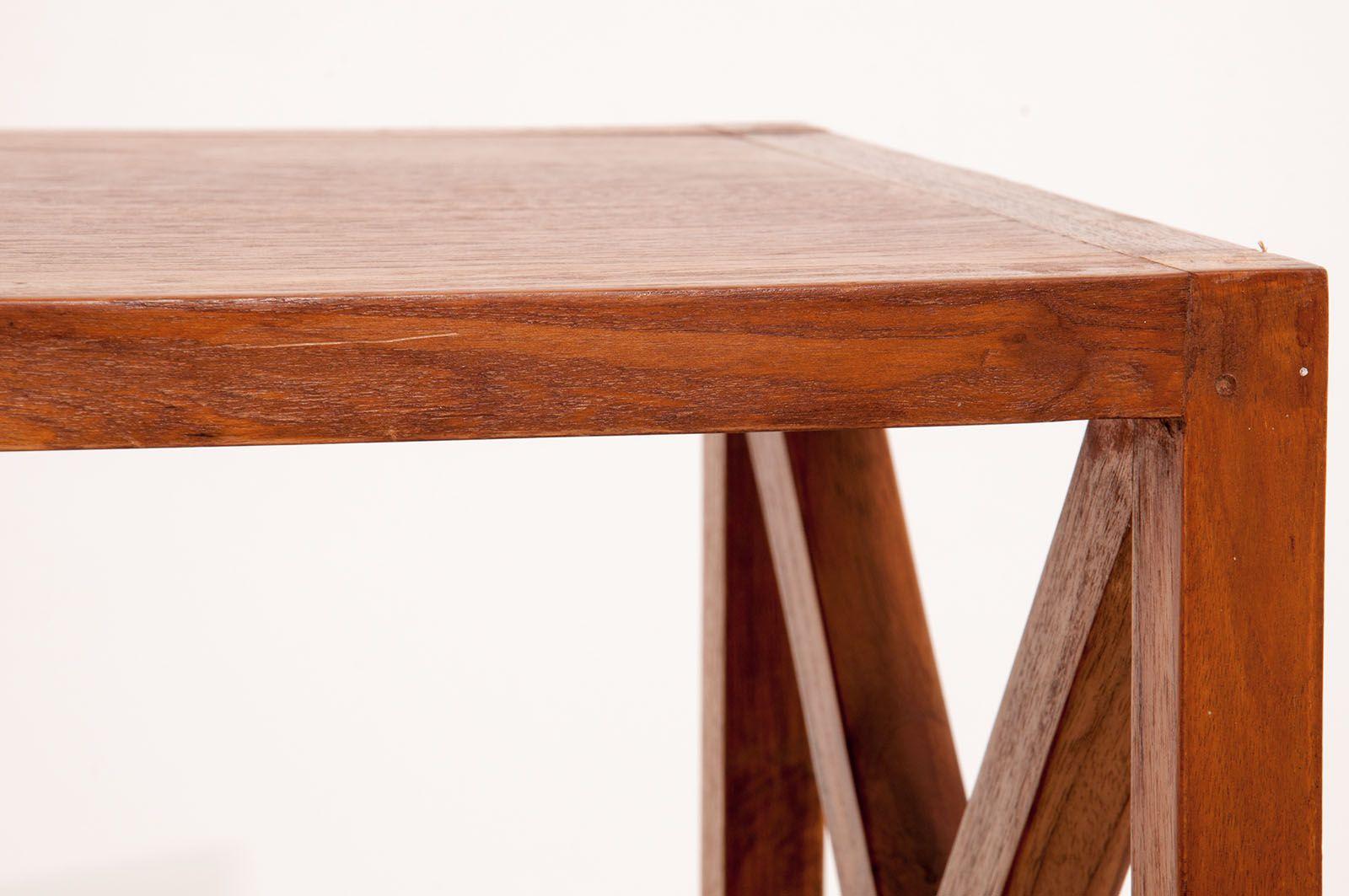 Mid-Century Modern End Tables or Nesting Table in the Style of Jean Royère, Brown Wood, France