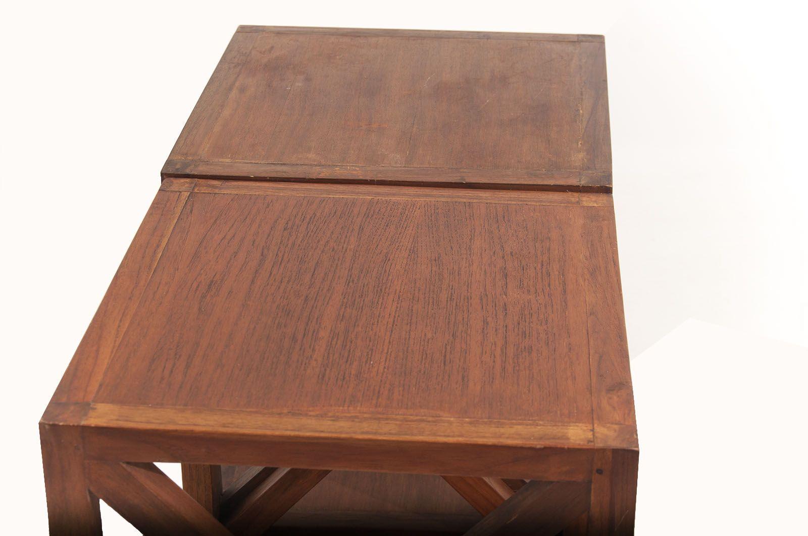 End Tables or Nesting Table in the Style of Jean Royère, Brown Wood, France 1