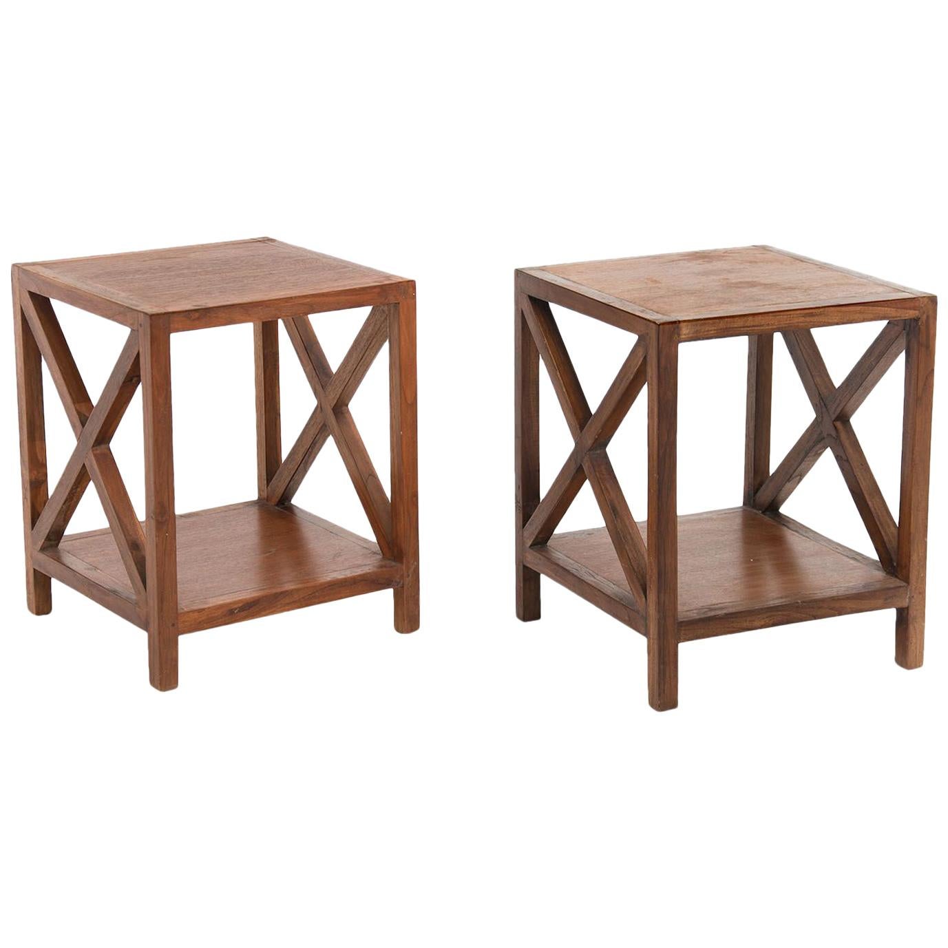 End Tables or Nesting Table in the Style of Jean Royère, Brown Wood, France