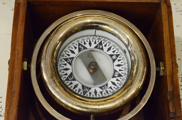 End XIX Century Dry Nautical Magnetic Compass Antique Marine Navigation ...