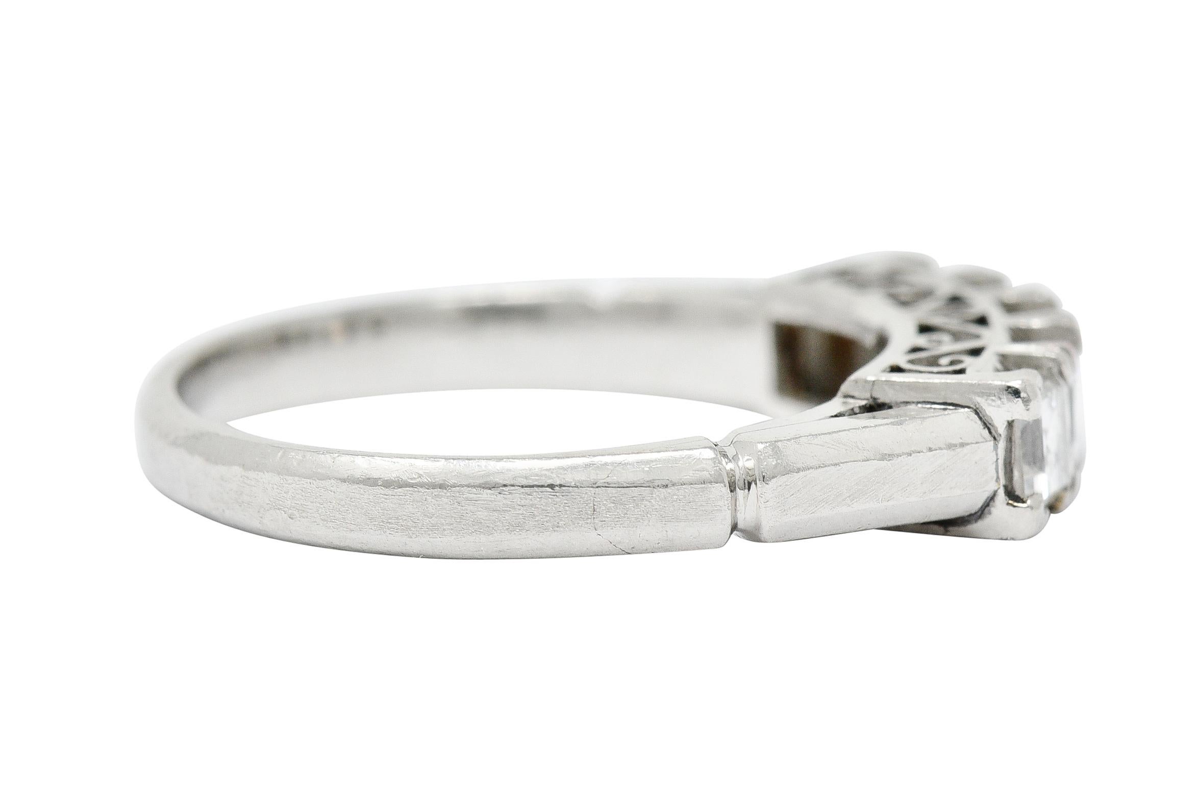 Contemporary Endearing 0.78 Carat Diamond Platinum Five Stone Band Ring