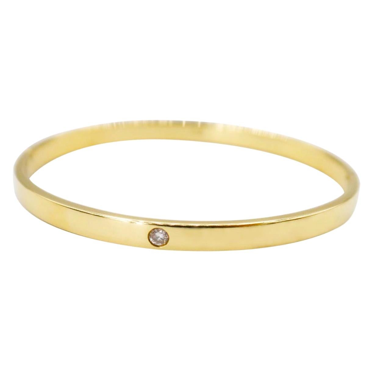 Endearing Baby Diamond Flat Shiny Bangle in 18k Yellow Gold For Sale