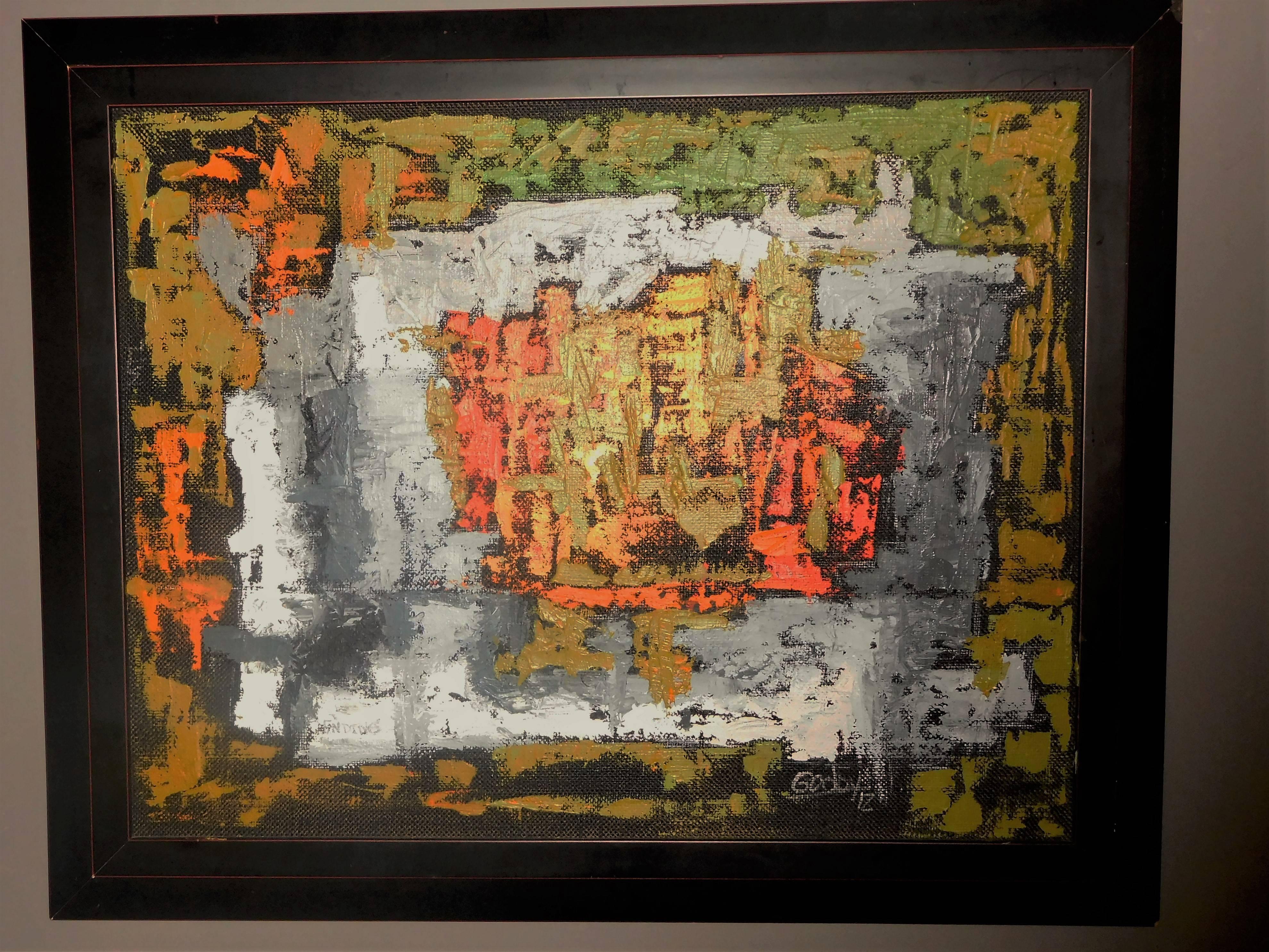 Endings, Expressionist Oil Paint on Found Frame and Burlap Mat by Godoy, 2012 7