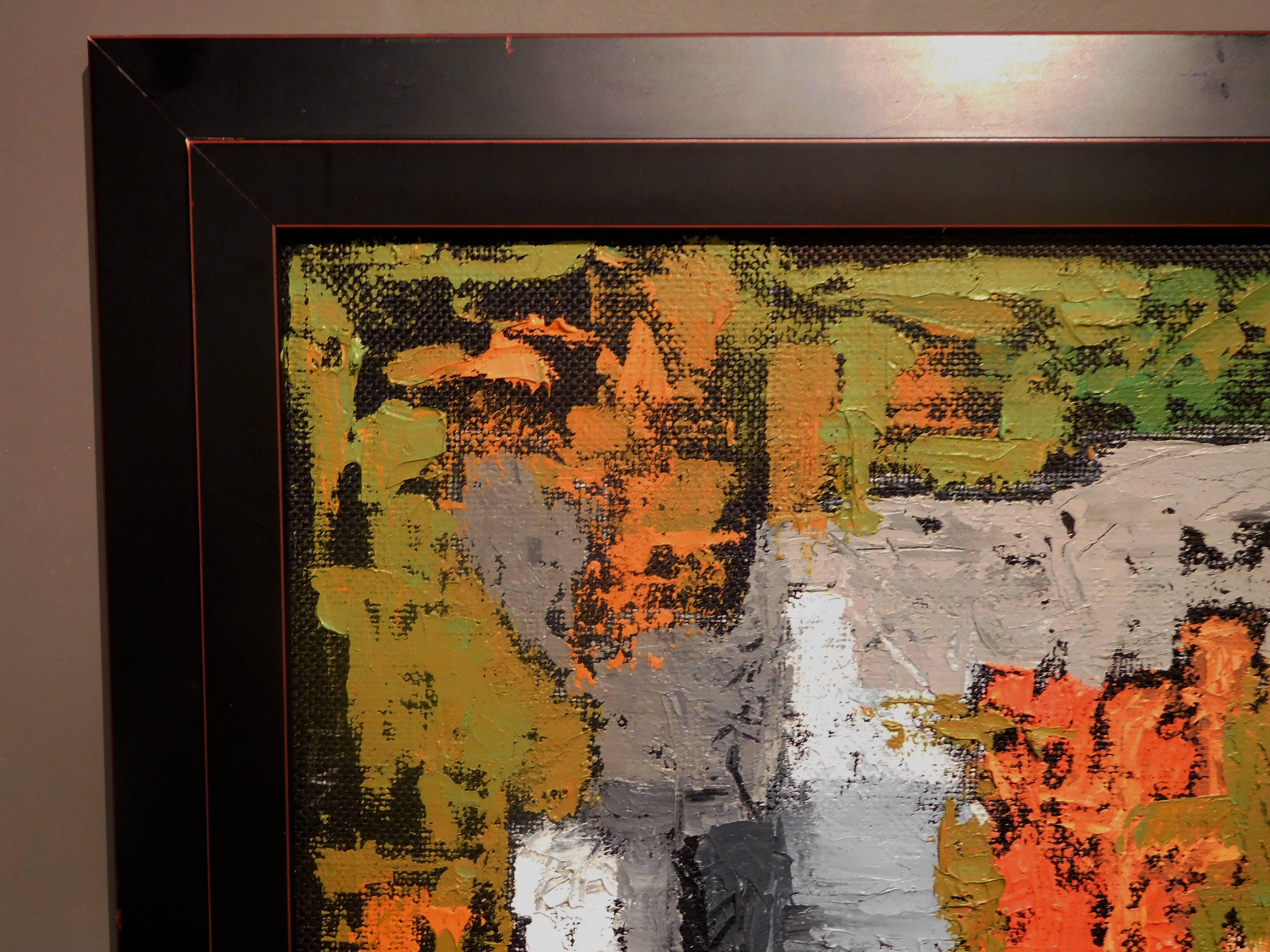 Canadian Endings, Expressionist Oil Paint on Found Frame and Burlap Mat by Godoy, 2012