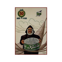 Circa 1930 original poster by Endler Weipert - Kalla brand of canned sardines