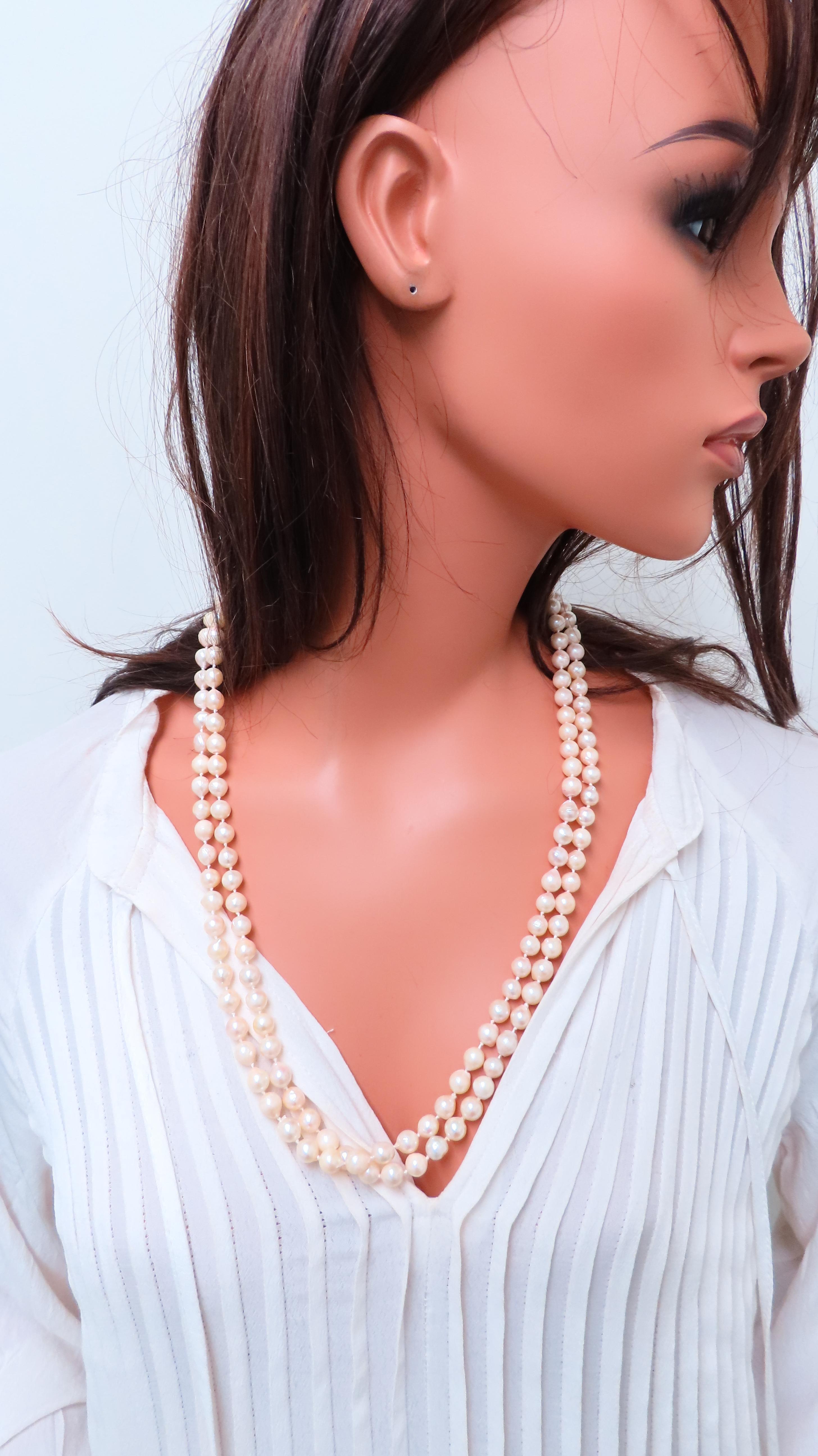 Gothic Revival Endless Baroque Pearl Necklace 54 inch 12397 For Sale