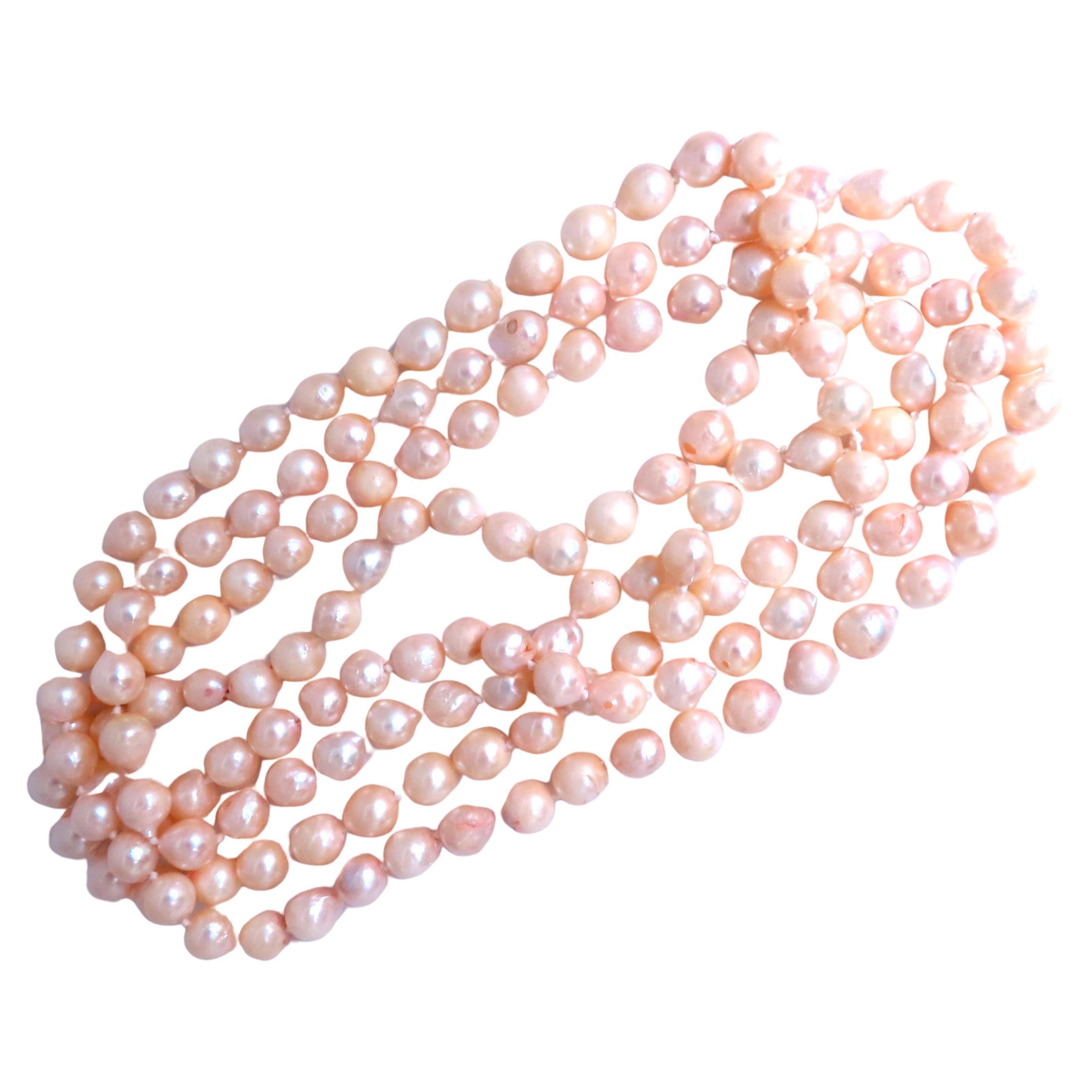 Endless Baroque Pearl Necklace 54 inch 12397 For Sale
