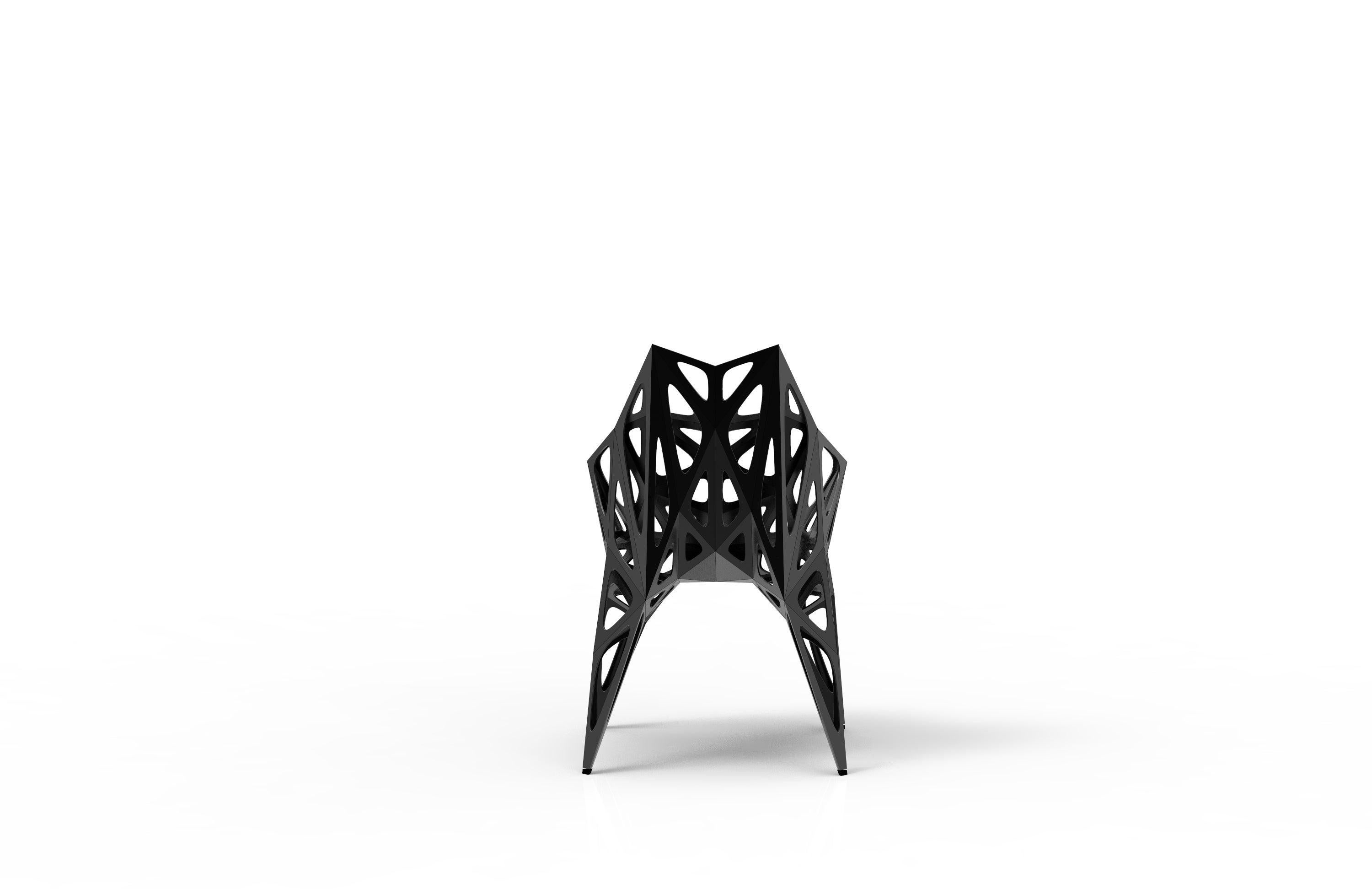 Powder-Coated Endless Form Chair by Zhoujie Zhang ‘MC011-F’ Matte Silver or Black For Sale