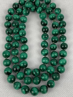 Endless Strand of Hand Knotted Matched Malachite Beads
