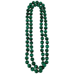 Endless Strand of Hand Knotted Matched Malachite Beads