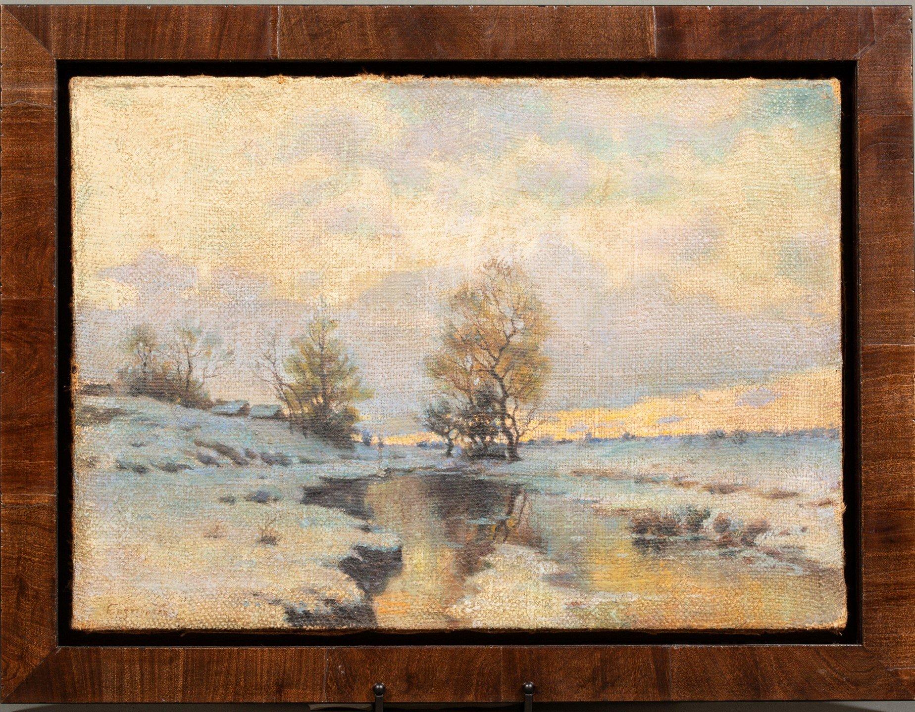 Early spring (Sketch), oil on jute by Endogurov Ivan Ivanovich (1861-1898) For Sale 10